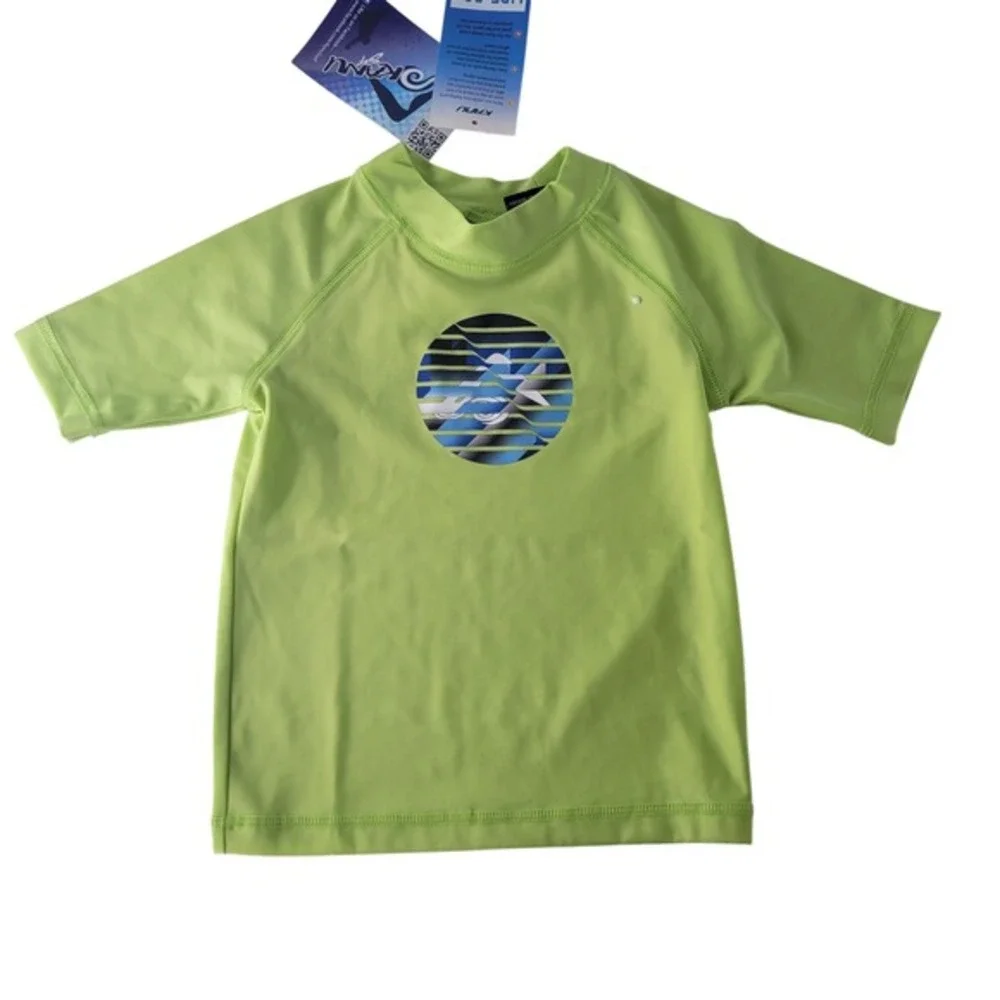 Kanu Kids Hyper Green Long Sleeve Rash Guard‎ UPF 50 Size 3T Sun Protection